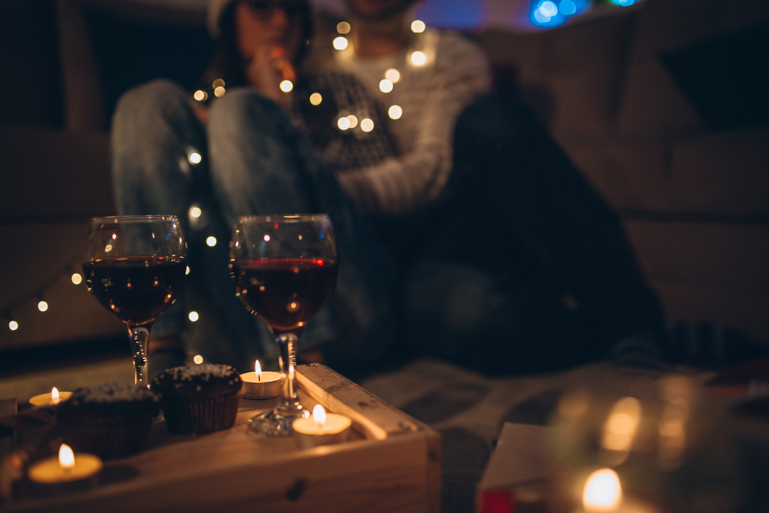 A cozy, low-lit evening at home